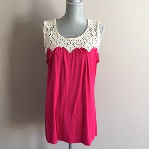 NWT Coco + Carmen L/XL Lace decorative Tank Top